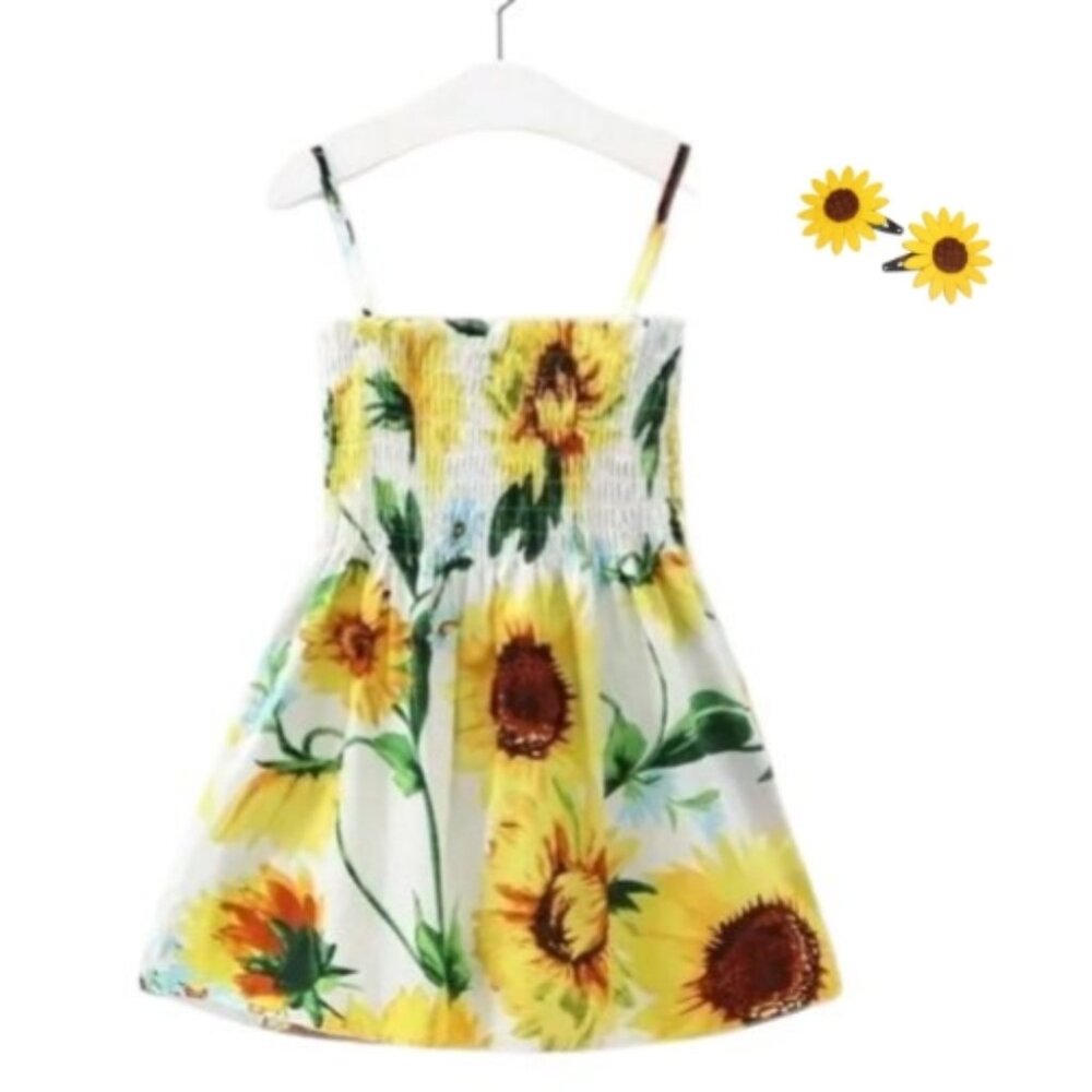 Girl Sunflower Dress Hair Clips 2T 3T 4T 5T 6 NEW